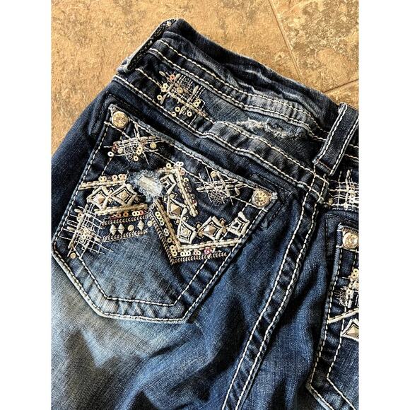 Miss Me Mid-Rise Easy Boot stretch denim jeans, distressed, Women's size 27 - Picture 11 of 13